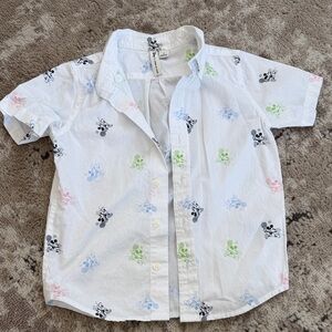 Janie and Jack White Shirt with Mickey Mouse Print